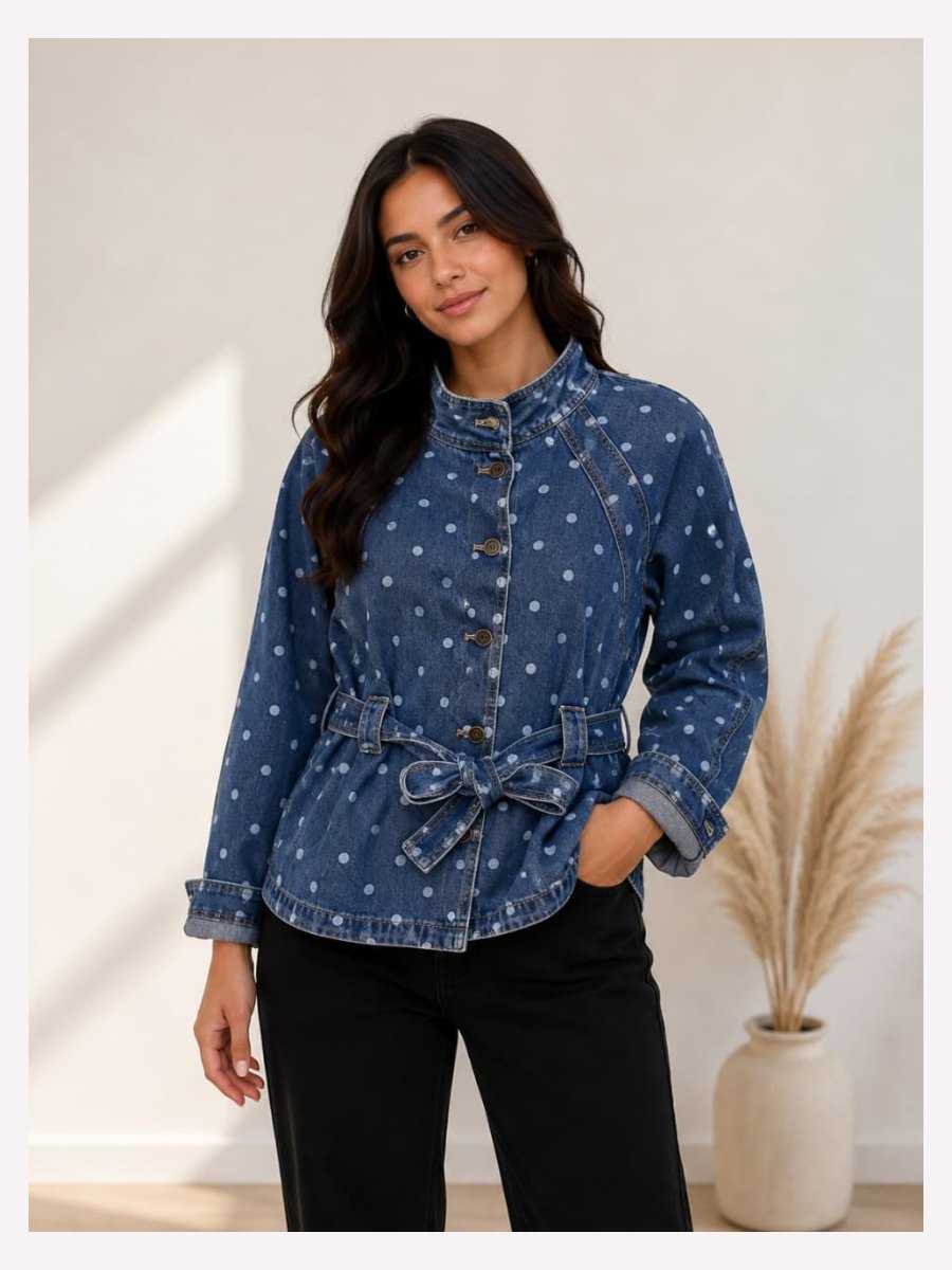 CHAMARRA MEZCLILLA POLKA AZUL