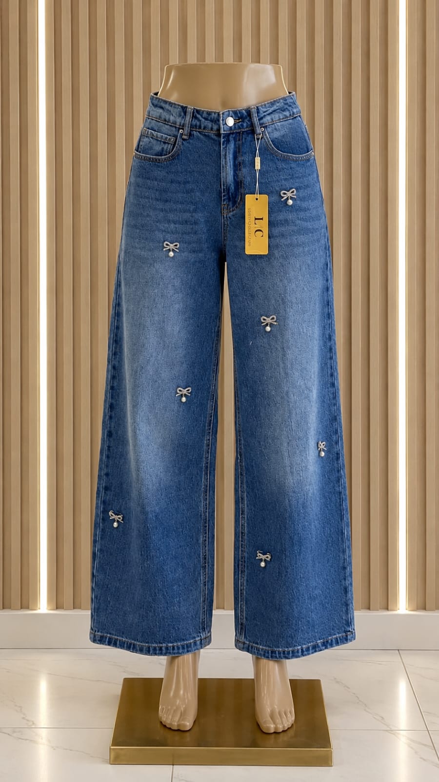 PANTALON MEZCLILLA CON MOÑOS