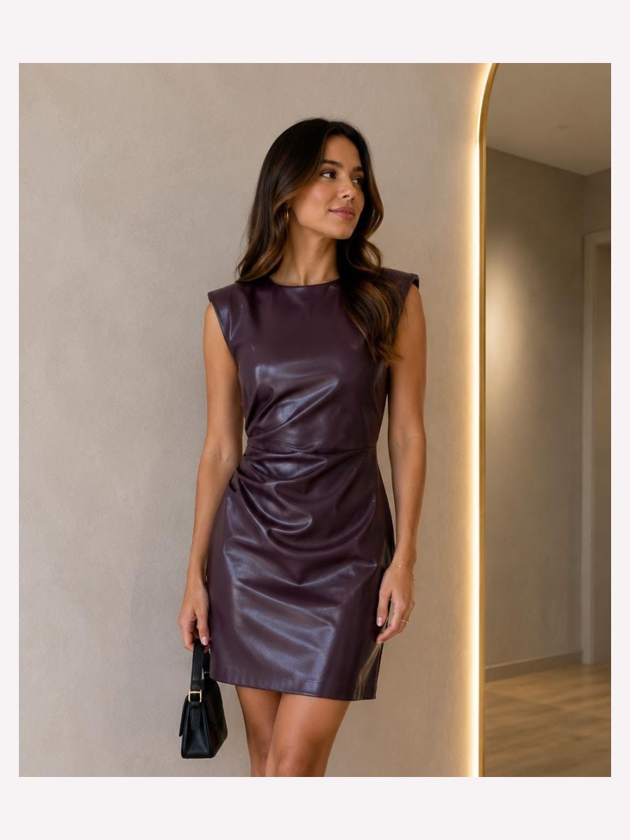 VESTIDO VINIPIEL CORTO VINO