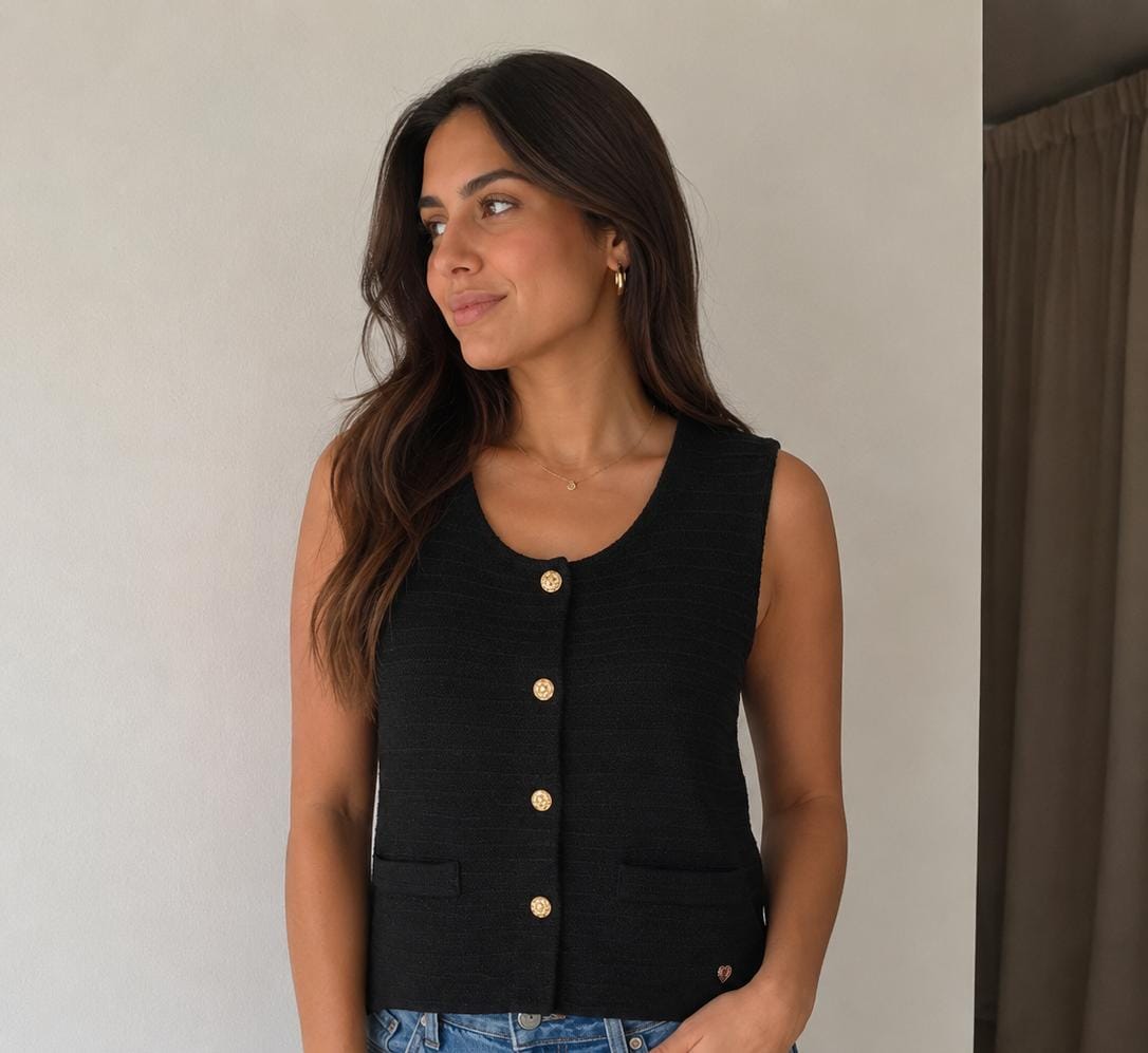 Chaleco Brillos Negro