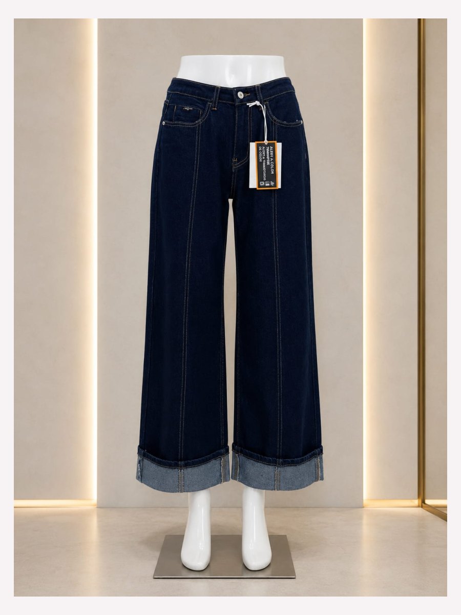 PANTALON MEZCLILLA RAYA DOBLADO OSCURO