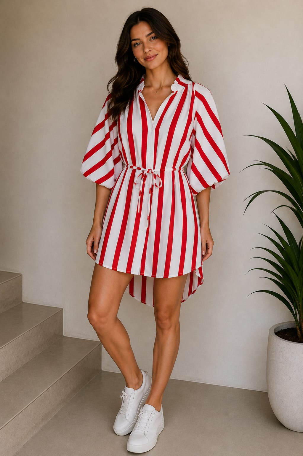 VESTIDO RAYAS ROJAS